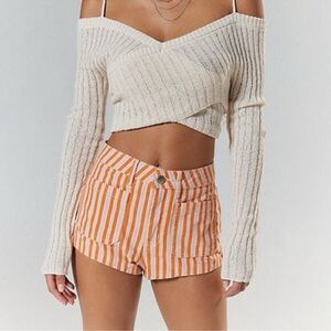 Silence + Noise Blue Striped Shorts